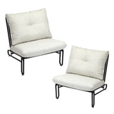Livsip 2PC Outdoor Lounge Chairs Patio Sofa with Cushions Beige