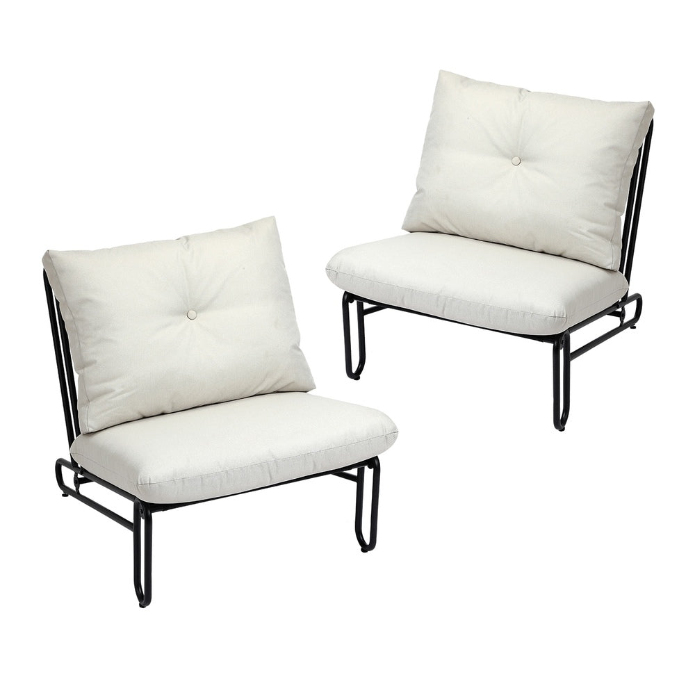 Livsip 2PC Outdoor Lounge Chairs Patio Sofa with Cushions Beige