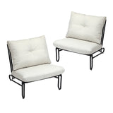 Livsip 2PC Outdoor Lounge Chairs Patio Sofa with Cushions Beige - Side View
