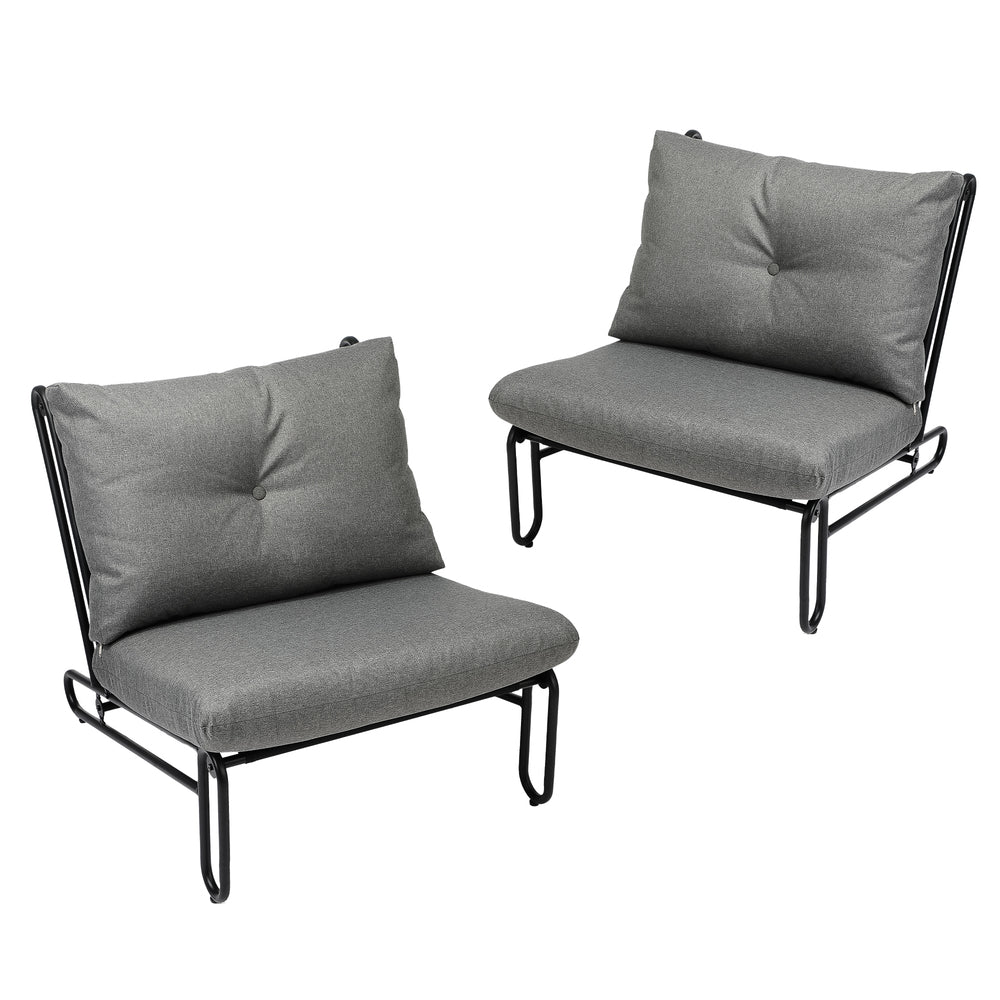 Livsip 2PC Outdoor Lounge Chairs Patio Sofa with Cushions Grey