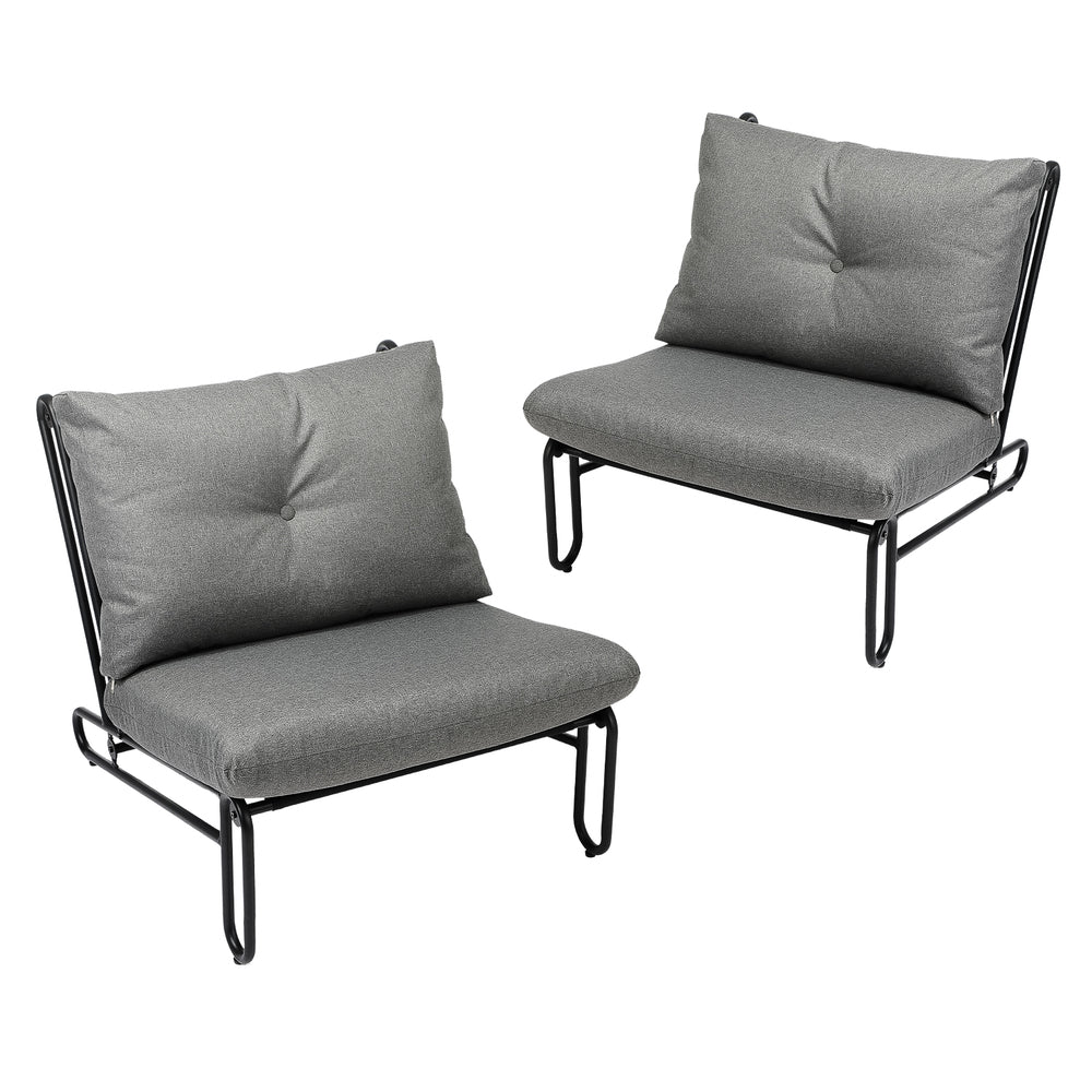 Livsip 2PC Outdoor Lounge Chairs Patio Sofa with Cushions Grey