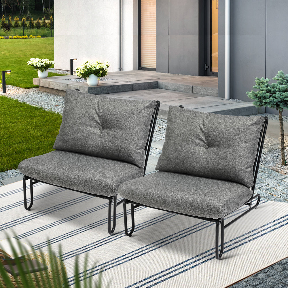 Livsip 2PC Outdoor Lounge Chairs Patio Sofa with Cushions Grey