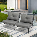 Livsip 2PC Outdoor Lounge Chairs Patio Sofa with Cushions Grey - Close-Up Angle