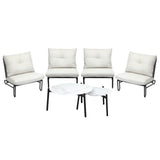 Livsip 6PCS Outdoor Sofa Set 2-in-1 Coffee Table with Chairs Beige