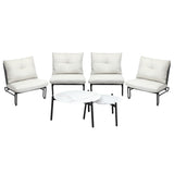 Livsip 6PCS Outdoor Sofa Set 2-in-1 Coffee Table with Chairs Beige - Extra Image