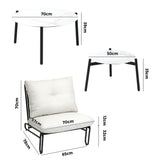 Livsip 6PCS Outdoor Sofa Set 2-in-1 Coffee Table with Chairs Beige - Front View