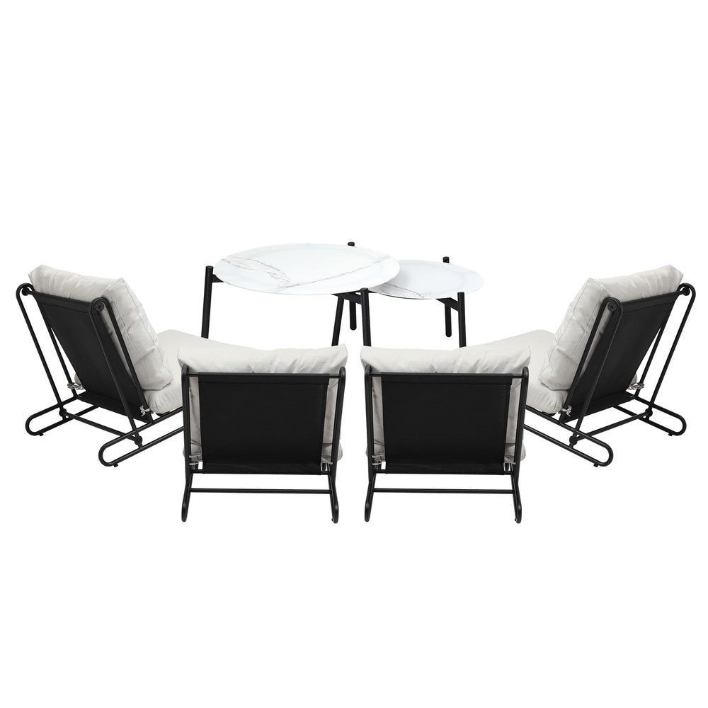 Livsip 6PCS Outdoor Sofa Set 2-in-1 Coffee Table with Chairs Beige