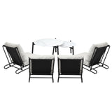 Livsip 6PCS Outdoor Sofa Set 2-in-1 Coffee Table with Chairs Beige - Close-Up Angle