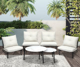 Livsip 6PCS Outdoor Sofa Set 2-in-1 Coffee Table with Chairs Beige - Top-Down View