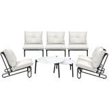Livsip 8PCS Outdoor Sofa Set Nesting Coffee Table with Chairs Beige