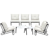 Livsip 8PCS Outdoor Sofa Set Nesting Coffee Table with Chairs Beige - Low Angle