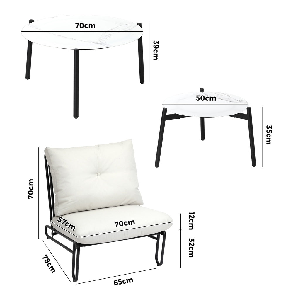 Livsip 8PCS Outdoor Sofa Set Nesting Coffee Table with Chairs Beige