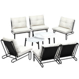 Livsip 8PCS Outdoor Sofa Set Nesting Coffee Table with Chairs Beige
