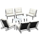 Livsip 8PCS Outdoor Sofa Set Nesting Coffee Table with Chairs Beige - Close-Up Angle