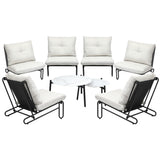 Livsip 8PCS Outdoor Sofa Set Nesting Coffee Table with Chairs Beige