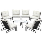 Livsip 8PCS Outdoor Sofa Set Nesting Coffee Table with Chairs Beige