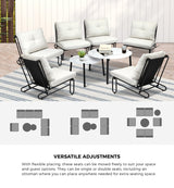 Livsip 8PCS Outdoor Sofa Set Nesting Coffee Table with Chairs Beige