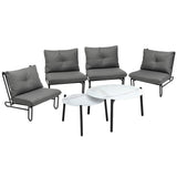 Livsip 6PCS Outdoor Sofa Set 2-in-1 Coffee Table with Chairs Grey
