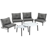 Livsip 6PCS Outdoor Sofa Set 2-in-1 Coffee Table with Chairs Grey