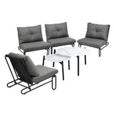 Livsip 6PCS Outdoor Sofa Set 2-in-1 Coffee Table with Chairs Grey