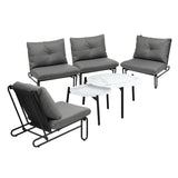 Livsip 6PCS Outdoor Sofa Set 2-in-1 Coffee Table with Chairs Grey - Front View