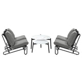 Livsip 6PCS Outdoor Sofa Set 2-in-1 Coffee Table with Chairs Grey - Rear View