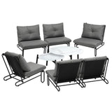 Livsip 8PCS Outdoor Sofa Set Nesting Coffee Table with Chairs Grey - Low Angle