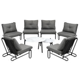 Livsip 8PCS Outdoor Sofa Set Nesting Coffee Table with Chairs Grey