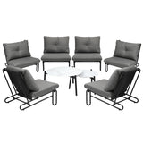 Livsip 8PCS Outdoor Sofa Set Nesting Coffee Table with Chairs Grey - Close-Up Angle