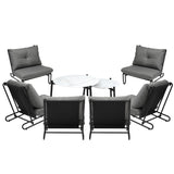 Livsip 8PCS Outdoor Sofa Set Nesting Coffee Table with Chairs Grey - Rear View