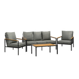 Livsip Outdoor Patio Set Table and Chairs with Cushion Black