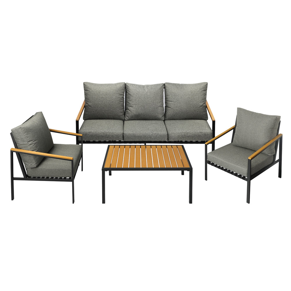 Livsip Outdoor Patio Set Table and Chairs with Cushion Black