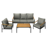 Livsip Outdoor Patio Set Table and Chairs with Cushion Black - Top-Down View