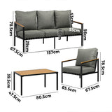 Livsip Outdoor Patio Set Table and Chairs with Cushion Black - Front View