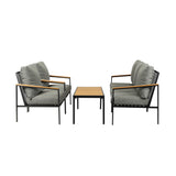 Livsip Outdoor Patio Set Table and Chairs with Cushion Black - Close-Up Angle