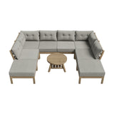 Livsip 9PCS Outdoor Sofa Set Lounge Setting Patio Furniture Beige - Low Angle