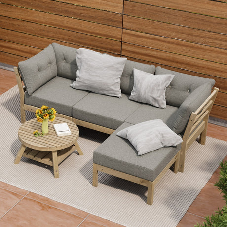 Livsip 5 Piece Outdoor Sofa Set Garden Lounge Patio Setting, image 9