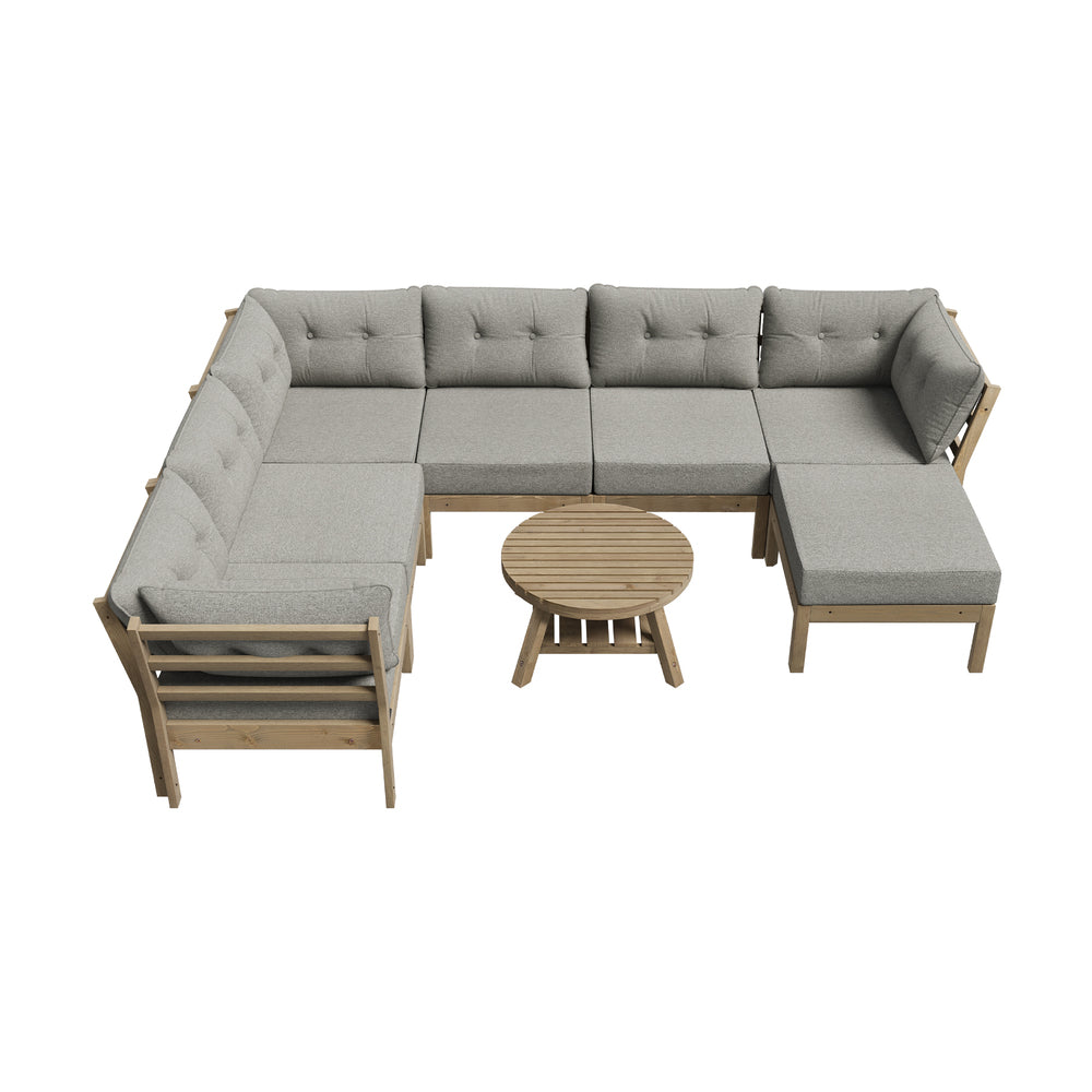Livsip 8PCS Outdoor Sofa Set Lounge Setting Patio Furniture Beige