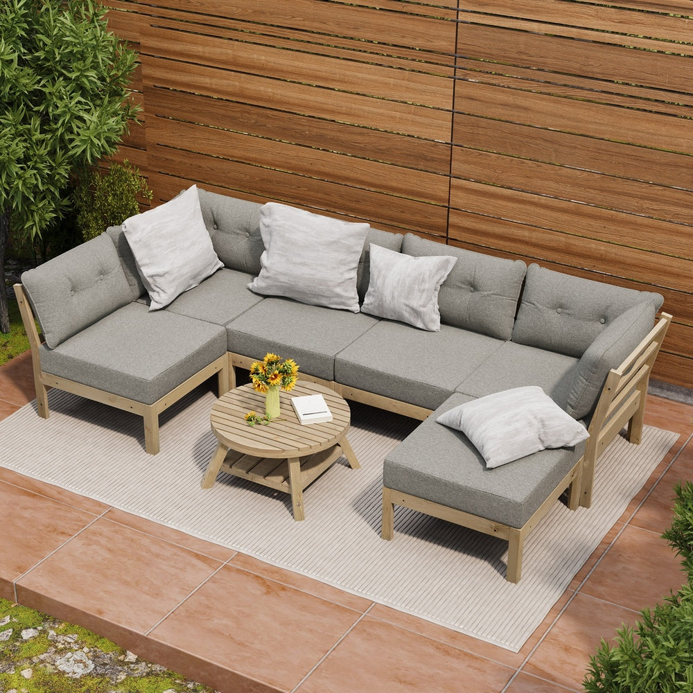 Livsip 7 Piece Outdoor Sofa Set 5-Seater Lounge Setting