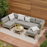Livsip 7 Piece Outdoor Sofa Set 5-Seater Lounge Setting - Close-Up Angle