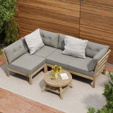 Livsip Outdoor Sofa Set 4 Seater Lounge 1 Coffee Table Beige - Side View