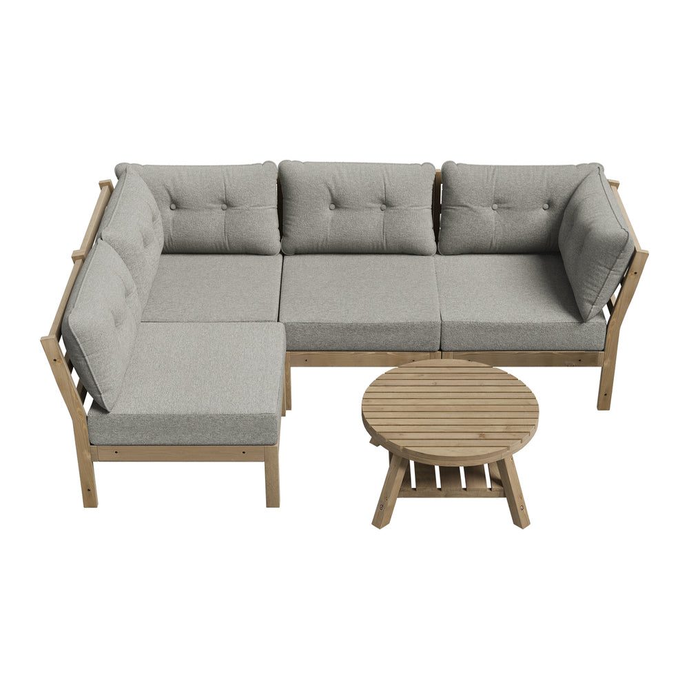 Livsip Outdoor Sofa Set 4 Seater Lounge 1 Coffee Table Beige