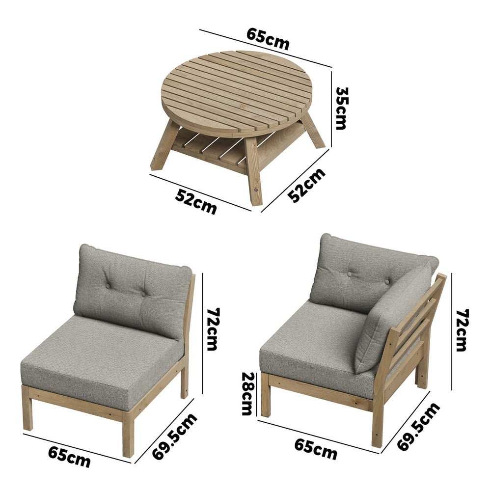 Livsip Outdoor Sofa Set 4 Seater Lounge 1 Coffee Table Beige