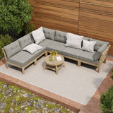 Livsip 7 Seater Outdoor Sofa Set with Coffee Table Beige - Front View