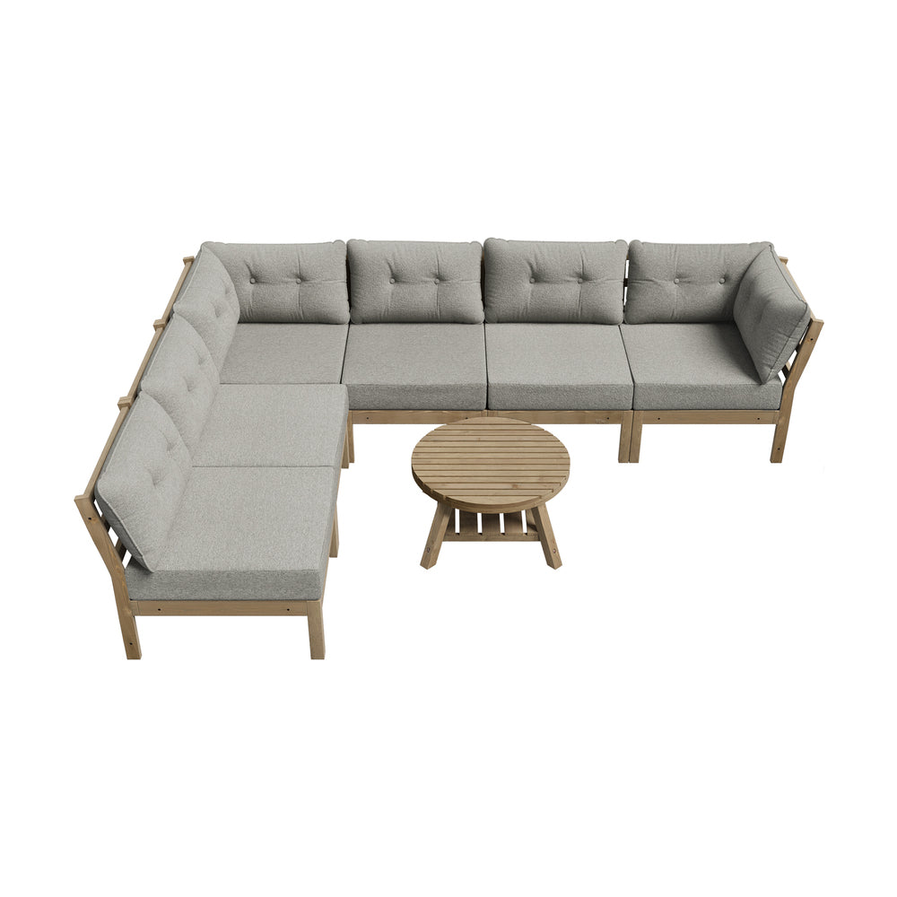 Livsip 7 Seater Outdoor Sofa Set with Coffee Table Beige
