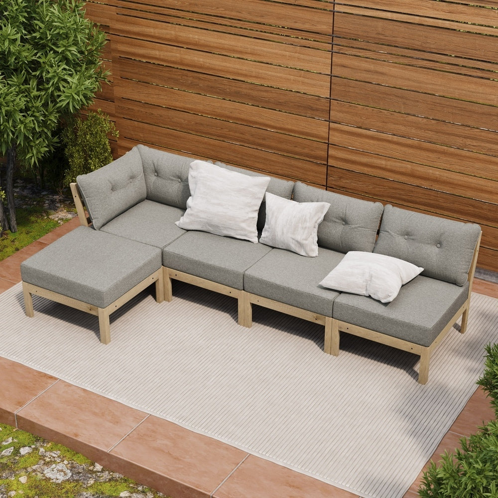 Livsip 5 Piece Outdoor Sofa Set 4-seater sofa & 1 Ottoman Beige