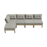 Livsip 5 Piece Outdoor Sofa Set 4-seater sofa & 1 Ottoman Beige - Rear View