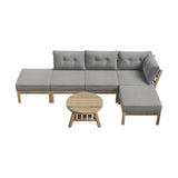 Livsip Outdoor Lounge Sofa Set 7 Piece Garden Furniture Grey - Front View