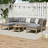Livsip 7 Piece Outdoor Lounge Sofa Set Garden Furniture Grey - Front View