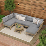 Livsip 7 Piece Outdoor Sofa Set 6-Seater Lounge Setting Grey - Front View
